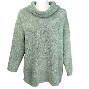 Barefoot Dreams Cowl Neck Boxy Sweater M CozyChic Moss Green Spring Comfy